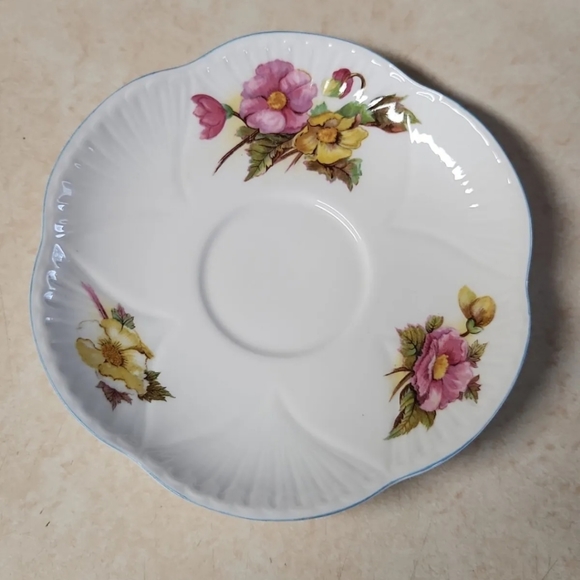 Vtg Shelley Dainty Fine Bone China Begonia Cream Soup Bowl and Plate - Picture 8 of 14